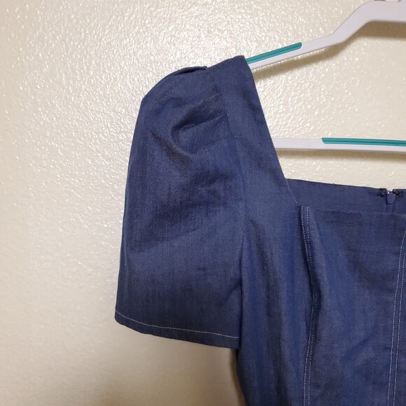 SHOSHANNA Stretch Denim Candelaria Cocktail Party Jean Midi Dress - Picture 5 of 11